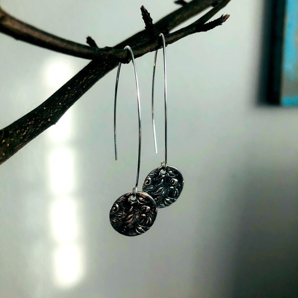 COPY - COPY - Handcrafted Floral Sterling Silver Earrings - Picture 2 of 8